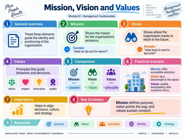 Visual map example: Mission, Vision and Values